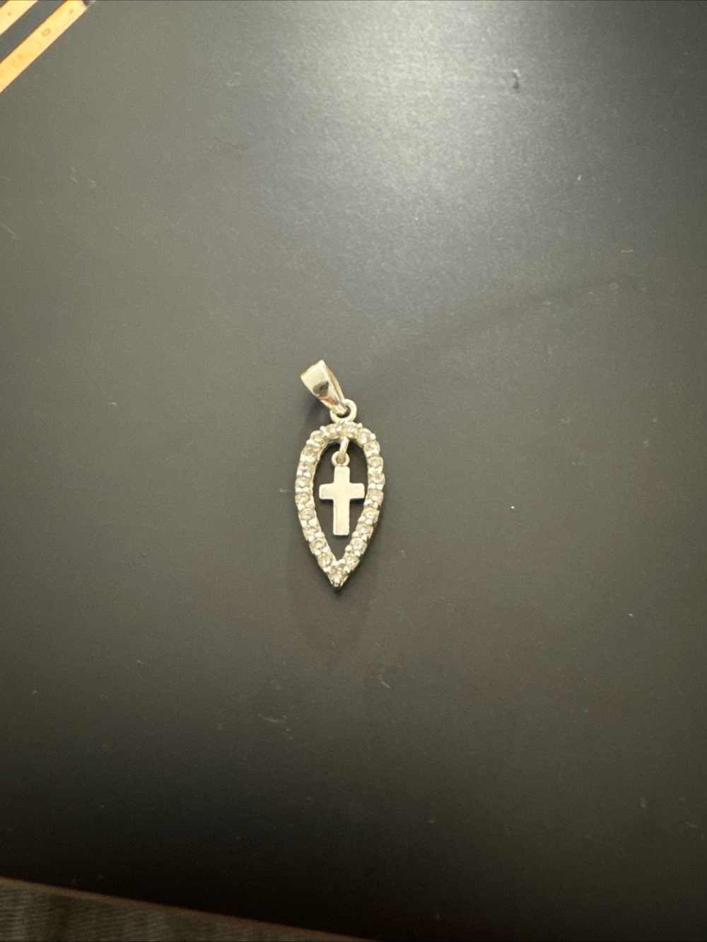 Religious Ichtus Jesus Fish 925 Small Silver Pendant w/CZ Halo Accents